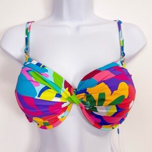 Bleu Rod Beattie Bikini Top Womens Size 14 Multicolor Floral Print